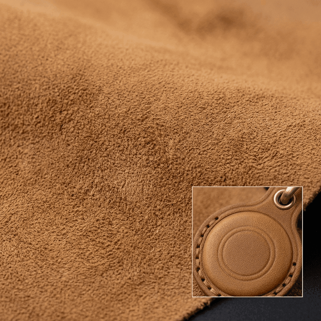 Coffee leather Smart Tag case showcase