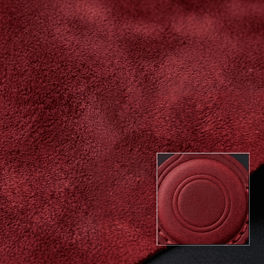Red leather Smart Tag case showcase