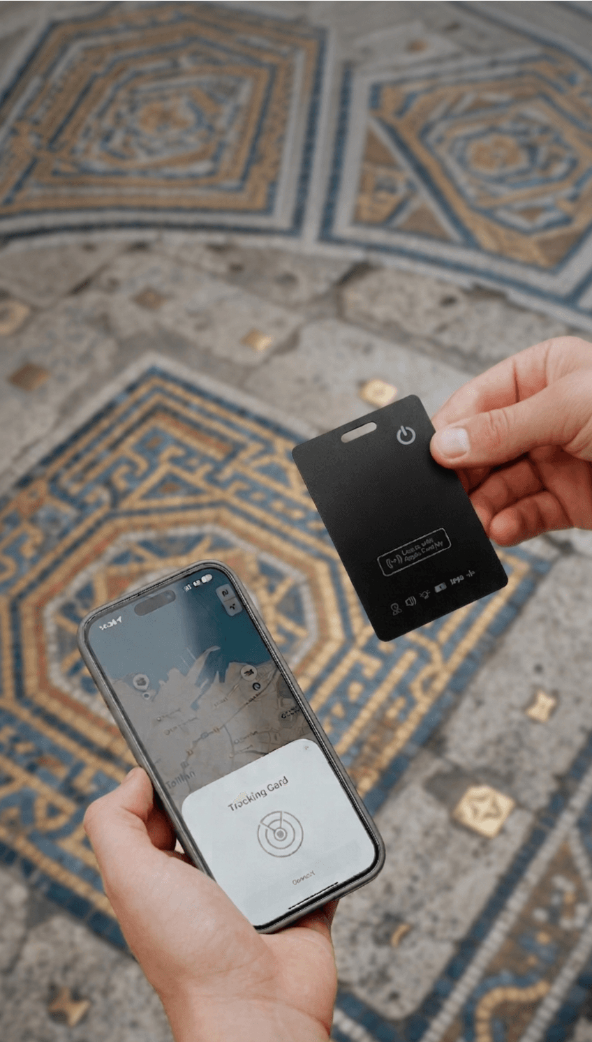 Tracking card paired with iPhone